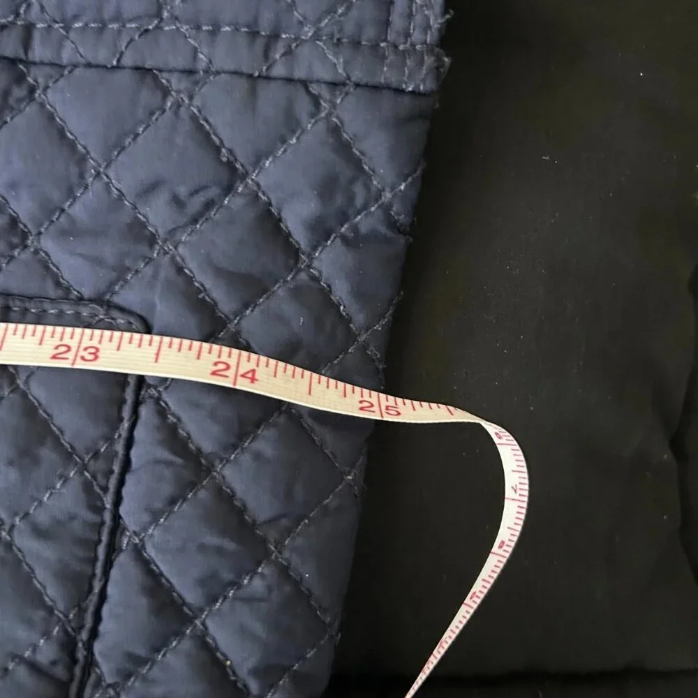 Tommy Hilfiger Women’s Quilted Barn Jacket Blue Hooded Zip Snap Coat Medium M